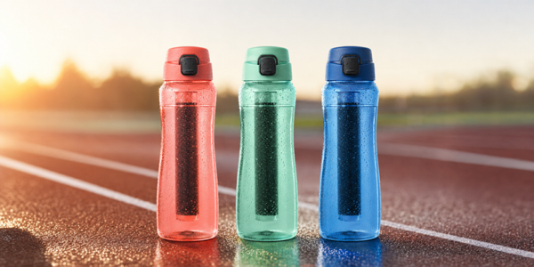 Activated charcoal bottles beside a running track